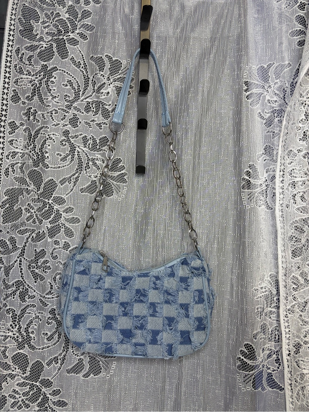 Light Blue Fringed Crossbody Bag - Picture 3 of 3